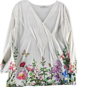 Misslook Womens Blouse Multi-Color Size Medium 3/4 Cotton Blend Floral Design